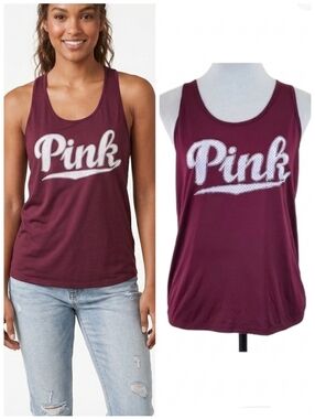 Victoria's Secret Pink burgundy racerback tank top Women's size small